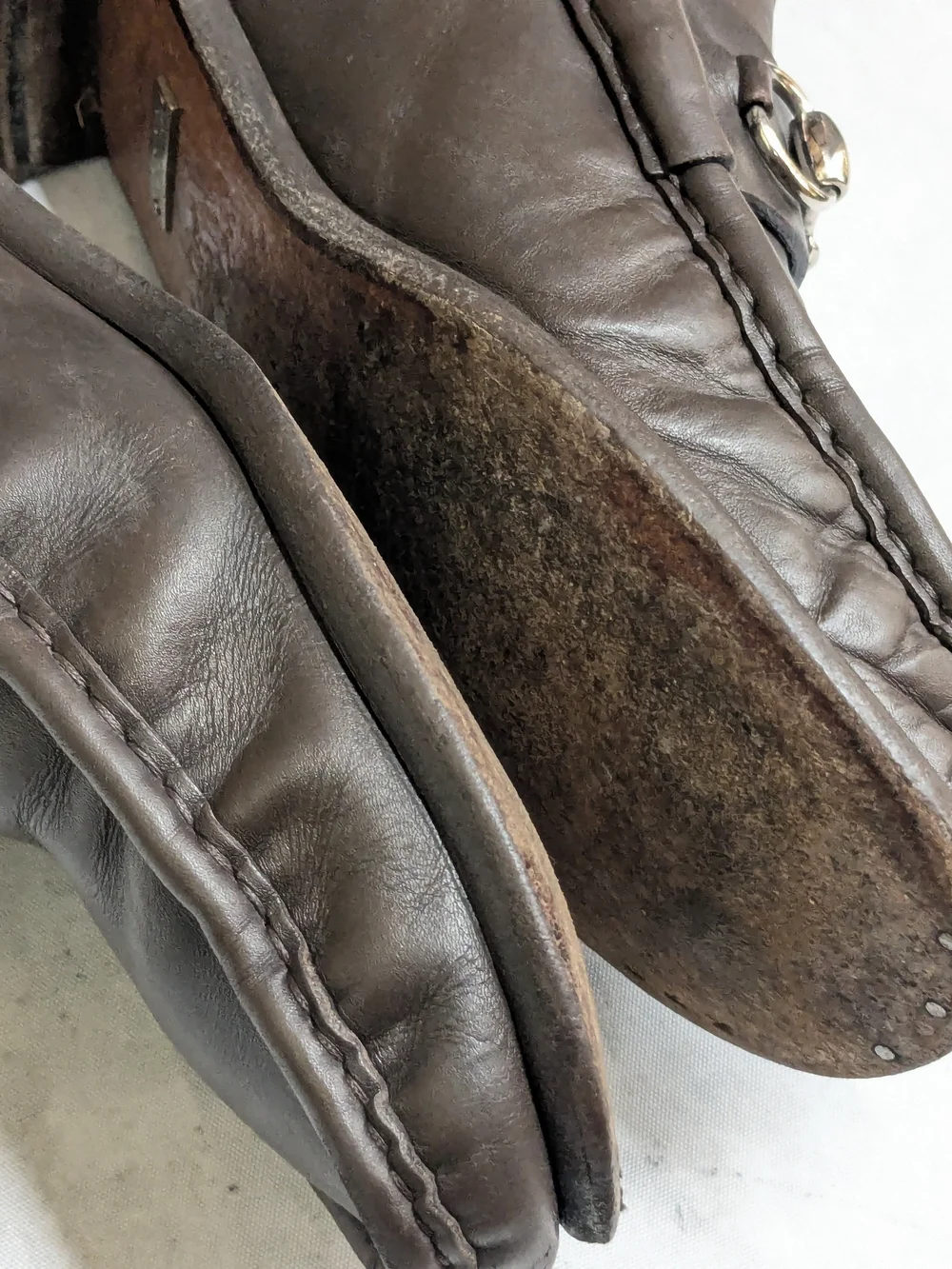 Gucci Brown Leather Horsebit Loafers - Men 9 D Slip Ons
